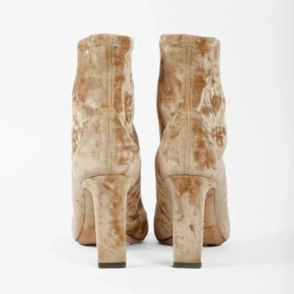 Jimmy Choo Beige Velvet Louella 90 Sock Booties - Picture 3 of 8